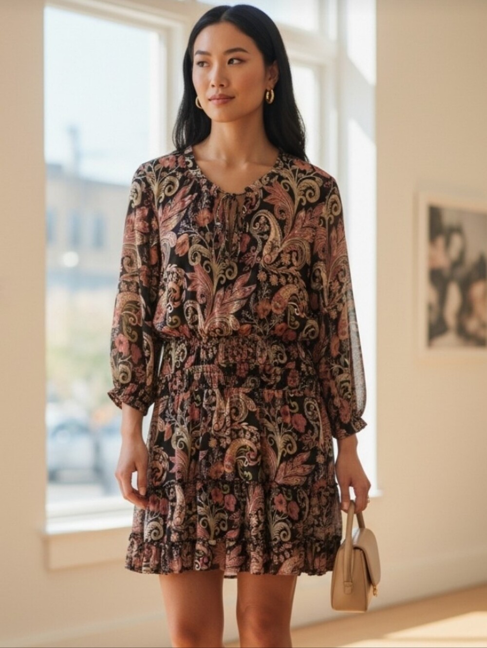 Walker & Wade Ibiza Black/Paisley Dress